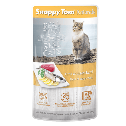 Snappy Tom Wet Cat Food Natural Pouches Tuna With Mackeral - 100g - Canned Cat Food - Snappy Tom - PetMax Canada