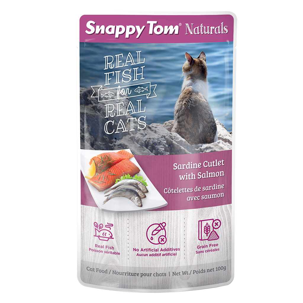 Snappy Tom Wet Cat Food Natural Pouches Sardine With Salmon  Canned Cat Food  | PetMax Canada