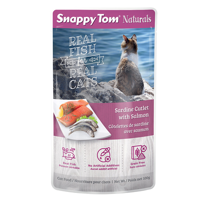 Snappy Tom Wet Cat Food Natural Pouches Sardine With Salmon  Canned Cat Food  | PetMax Canada
