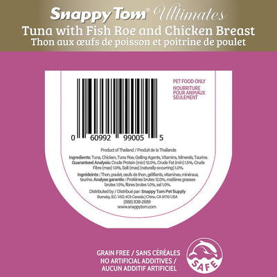 Snappy Tom Wet Cat Food Ultimates Tuna With Fish Roe Chicken Breast - 85g - Canned Cat Food - Snappy Tom - PetMax Canada
