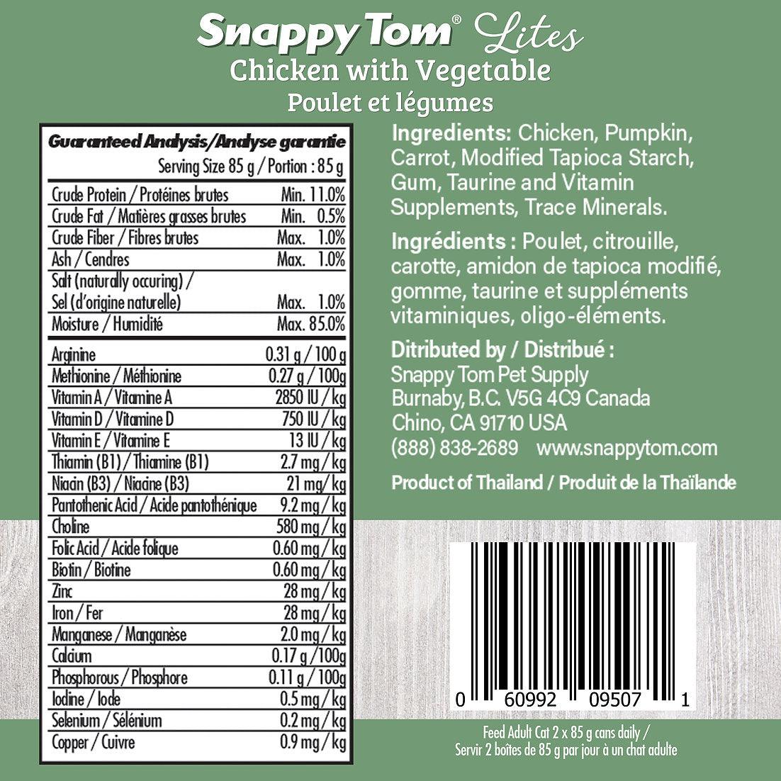 Snappy Tom Wet Cat Food Lites Chicken With Vegetables - 85g - Canned Cat Food - Snappy Tom - PetMax Canada