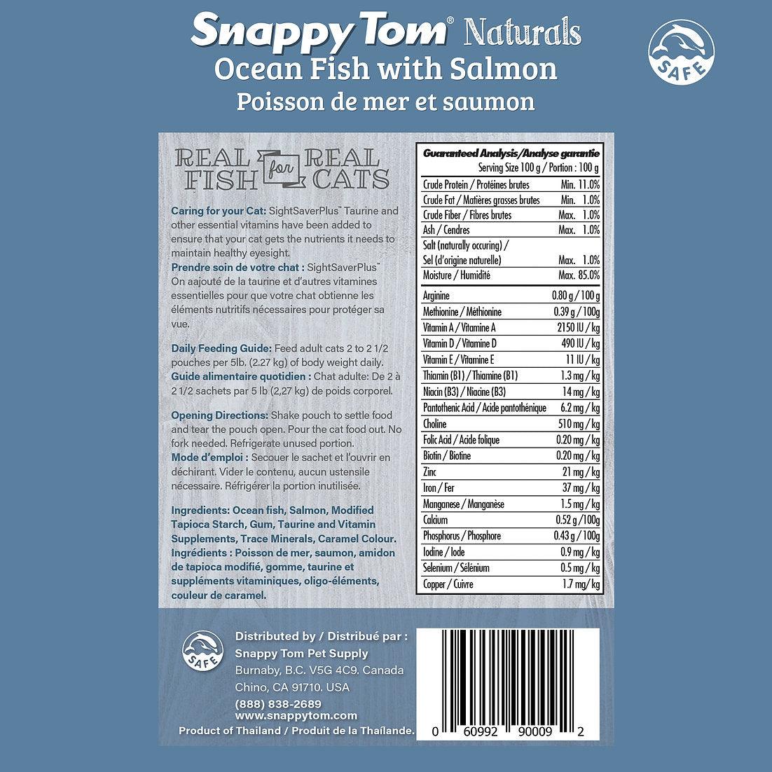 Snappy Tom Wet Cat Food Natural Pouches Ocean Fish Salmon - 100g - Canned Cat Food - Snappy Tom - PetMax Canada