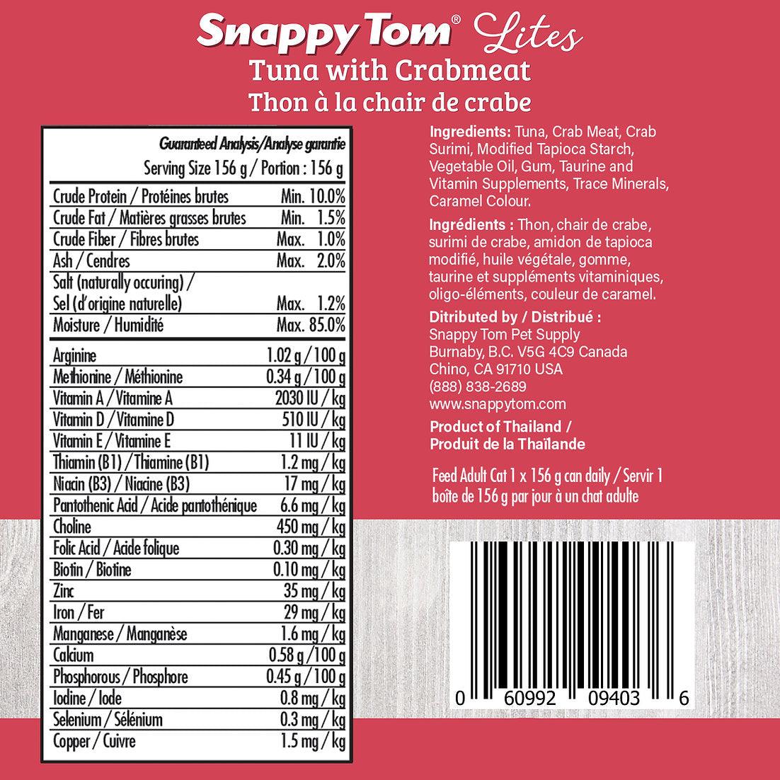 Snappy Tom Wet Cat Food Lites Tuna With Crabmeat - 85g - Canned Cat Food - Snappy Tom - PetMax Canada