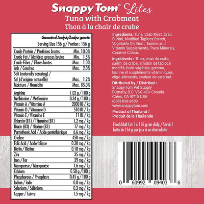 Snappy Tom Wet Cat Food Lites Tuna With Crabmeat - 85g - Canned Cat Food - Snappy Tom - PetMax Canada