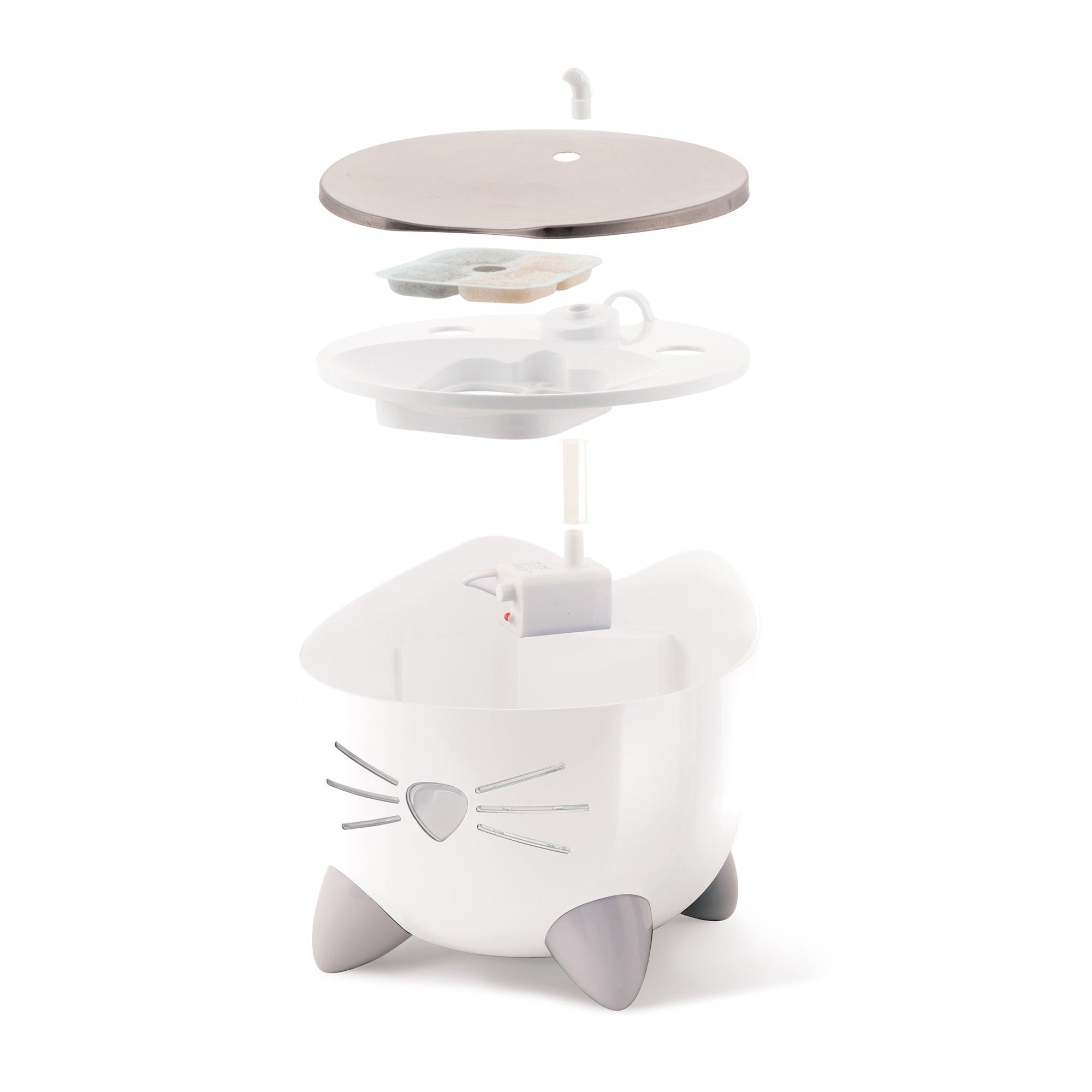 Catit Pixi Fountain White With Stainless Steel - White With Stainless Steel - Cat Fountain - Catit - PetMax Canada