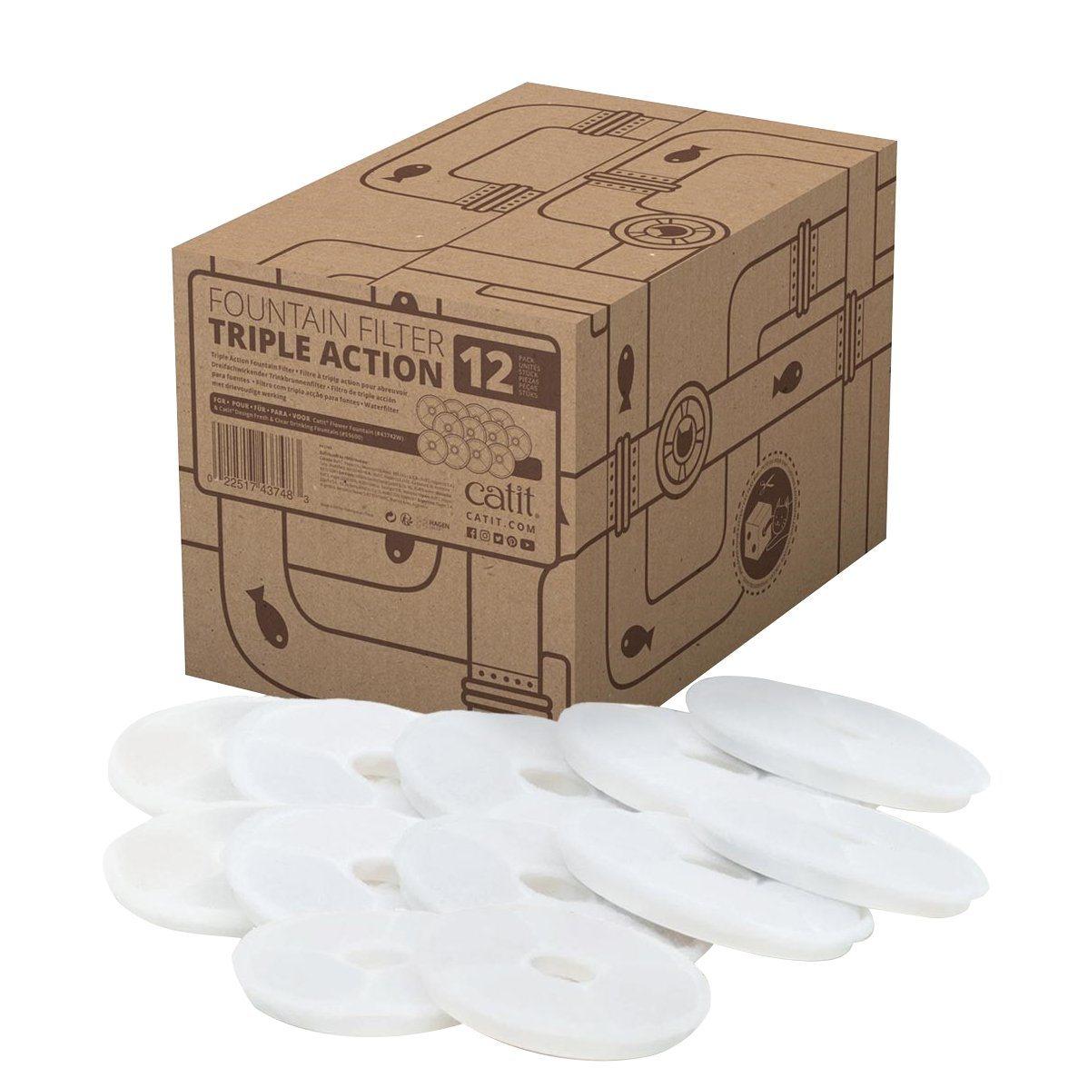 Catit 2.0 Triple Action Flower Fountain Filter - 12 Pack - Cat Dishes - Catit - PetMax Canada