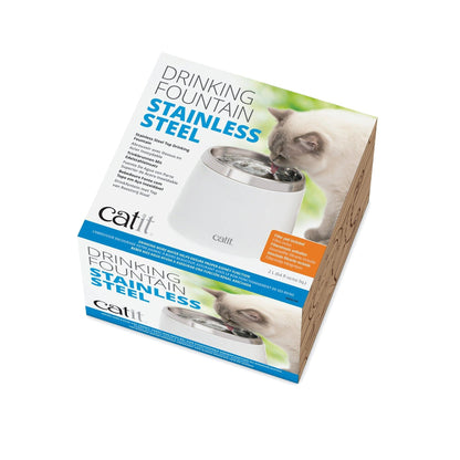 Catit Stainless Steel Top Drinking Fountain - 2L - Cat Dishes - Catit - PetMax Canada
