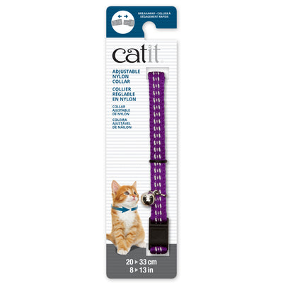 Catit Adjustable Breakaway Nylon Collar Reflective Purple  Cat Collars  | PetMax Canada