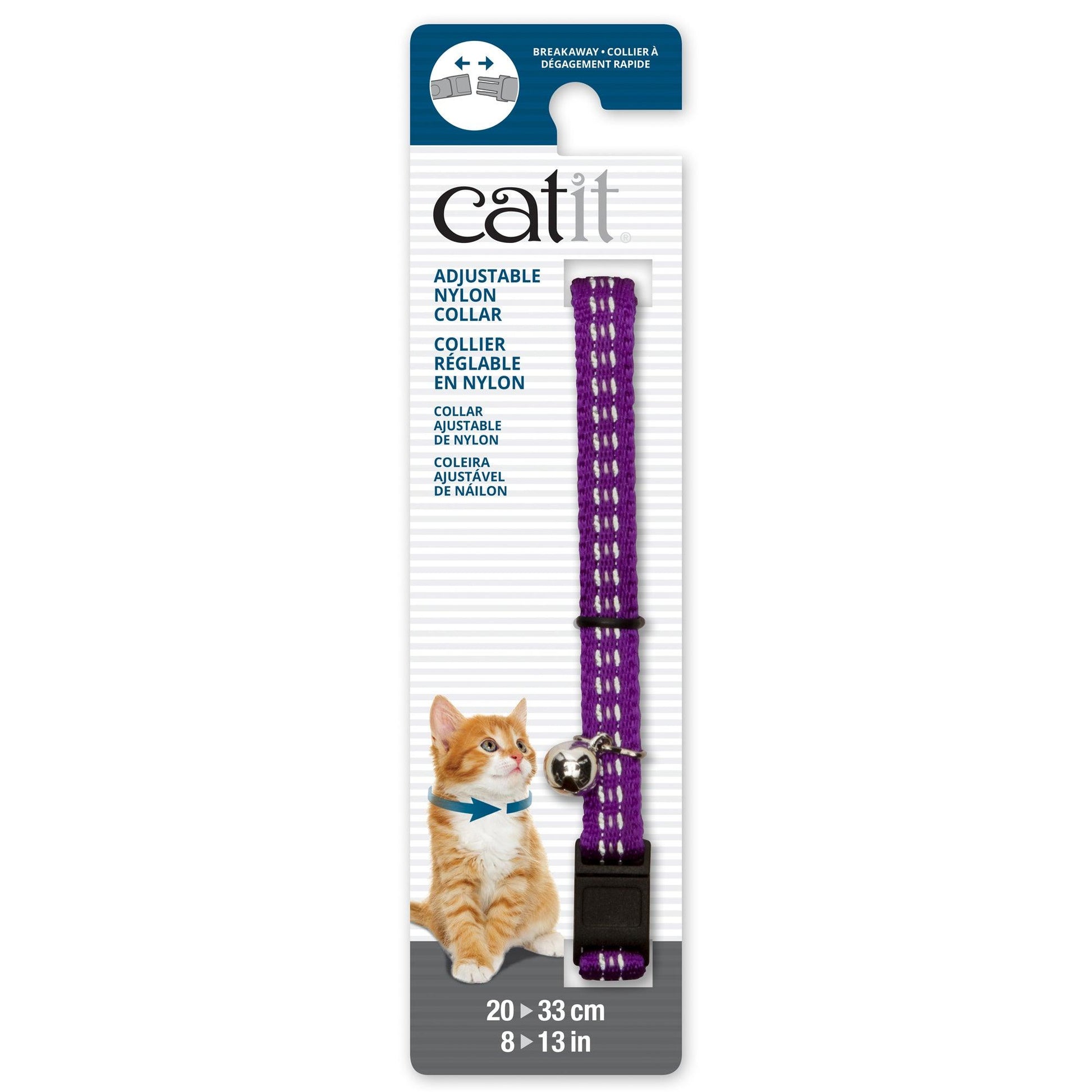 Catit Adjustable Breakaway Nylon Collar Reflective Purple - Purple - Cat Collars - Catit - PetMax Canada