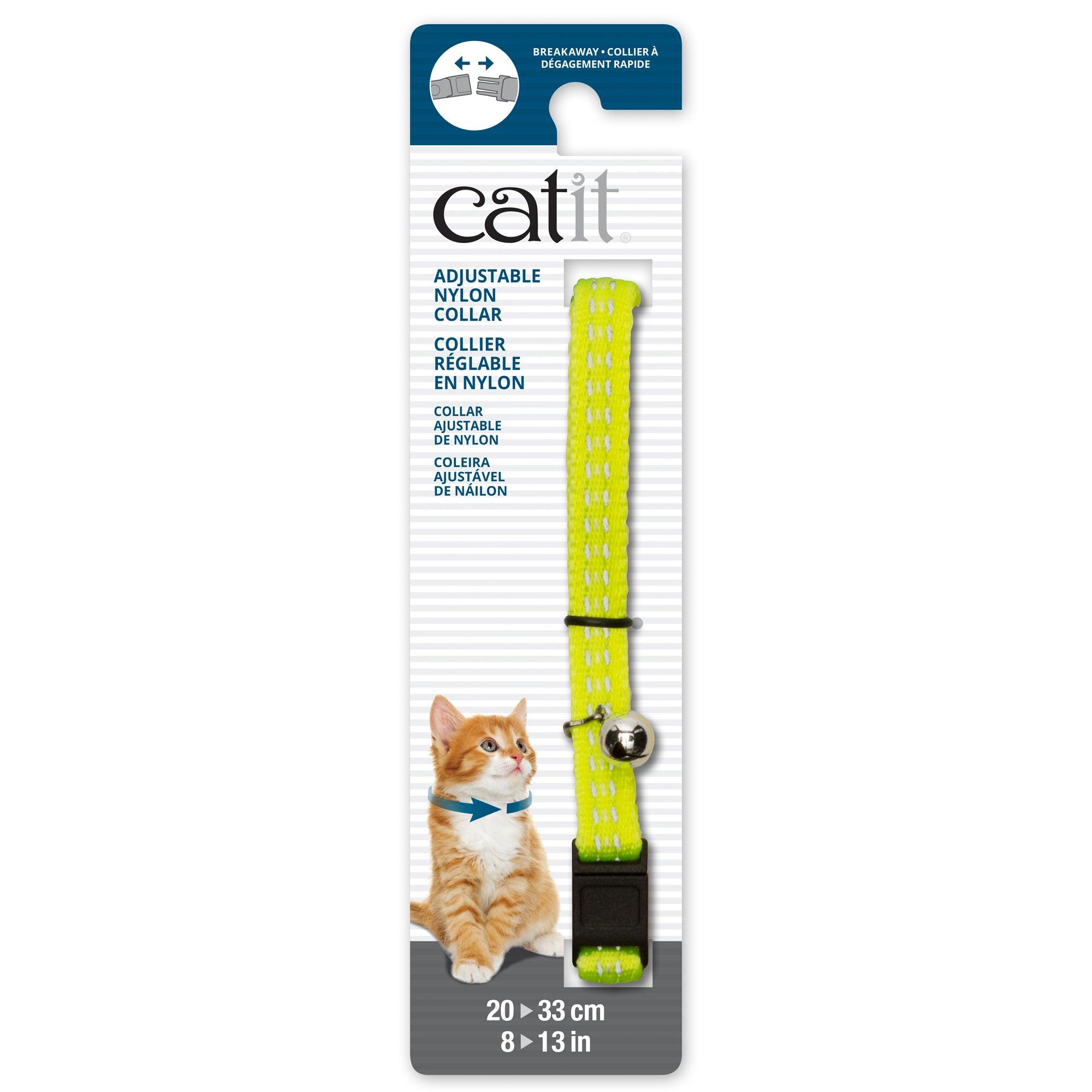 Catit Adjustable Breakaway Nylon Collar Reflective Yellow - Yellow - Cat Collars - Catit - PetMax Canada