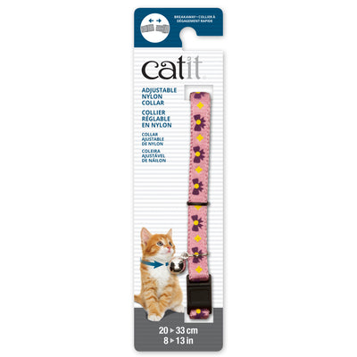 Catit Adjustable Breakaway Nylon Collar Pink With Bows  Cat Collars  | PetMax Canada
