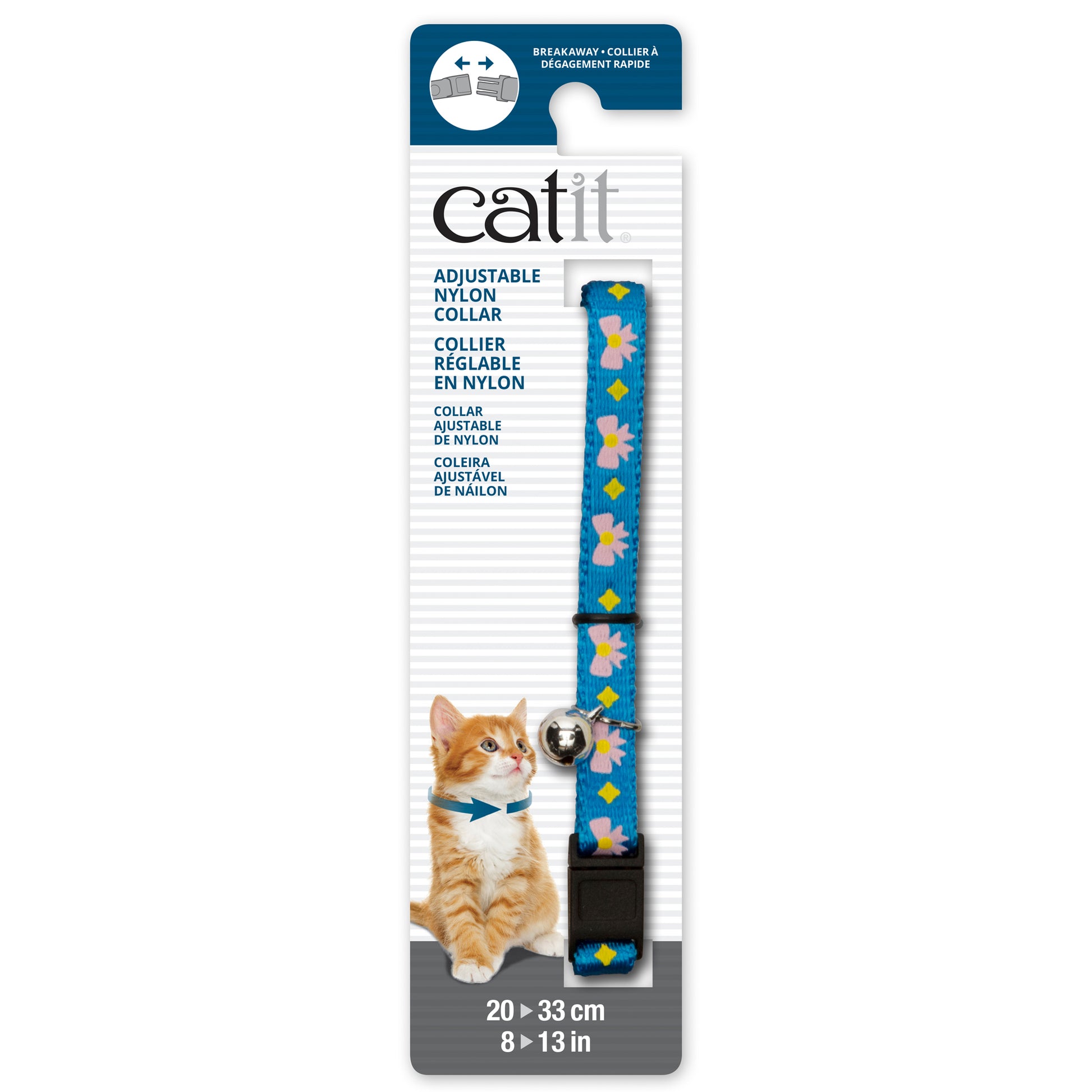 Catit Adjustable Breakaway Nylon Collar Blue With Bows  Cat Collars  | PetMax Canada