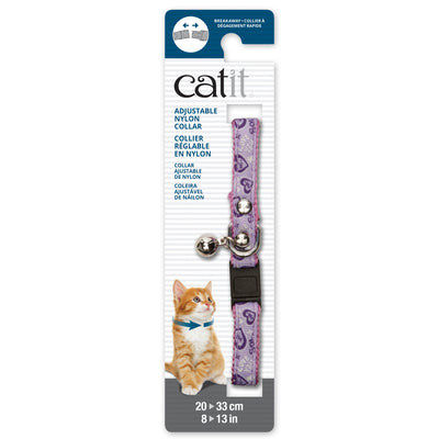Catit Adjustable Breakaway Nylon Collar Pink With Hearts  Cat Collars  | PetMax Canada