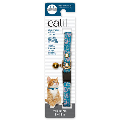 Catit Adjustable Breakaway Nylon Collar Blue With Hearts  Cat Collars  | PetMax Canada