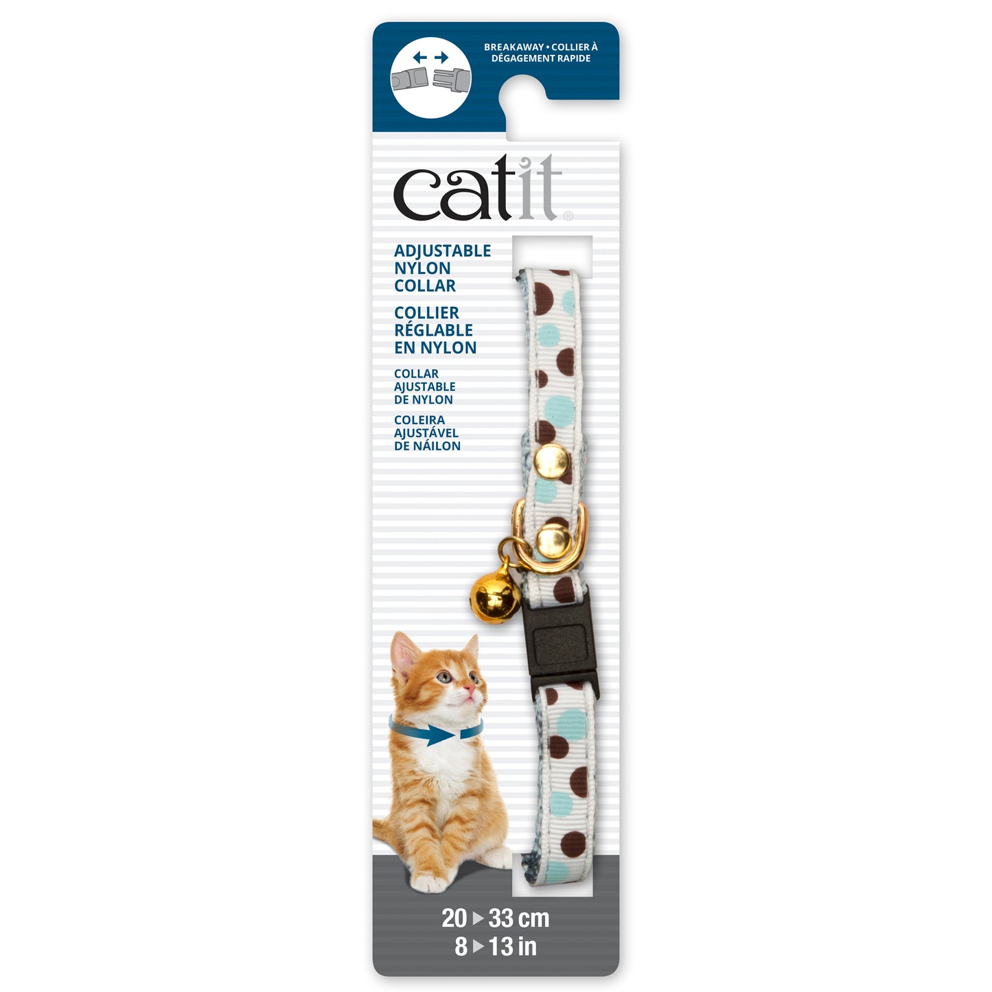 Catit Adjustable Breakaway Nylon Collar White With Polka Dots  Cat Collars  | PetMax Canada