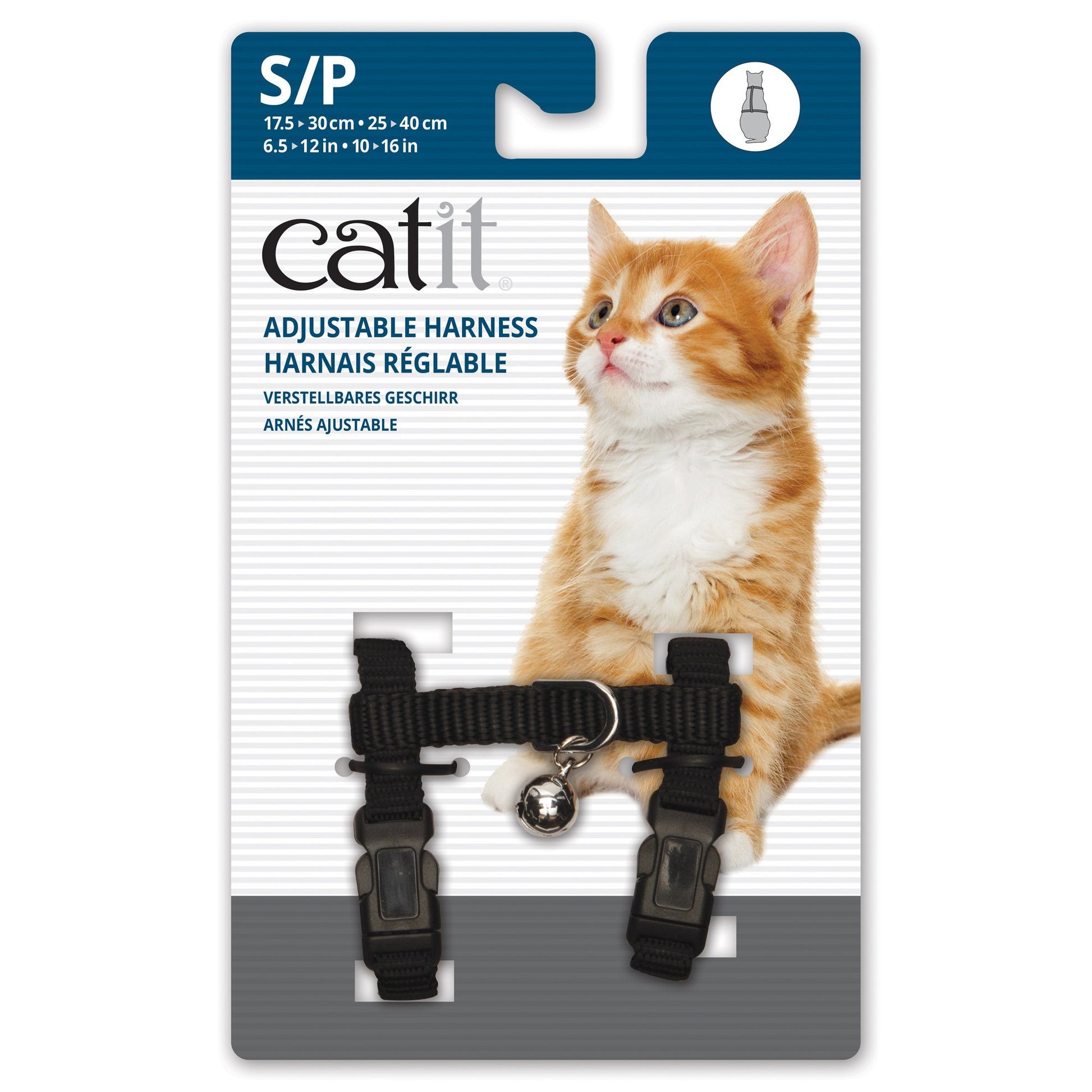 Catit Adjustable Nylon Harness Black Small - Black Cat Harness Small - Black | PetMax Canada