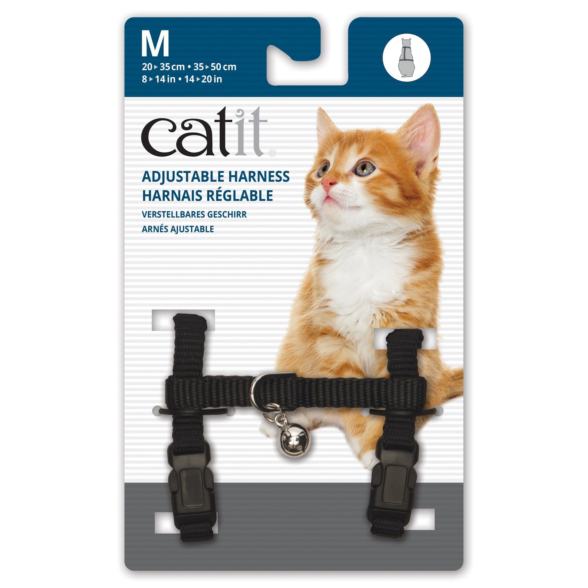 Catit Adjustable Nylon Harness Black Medium - Black Cat Harness Medium - Black | PetMax Canada