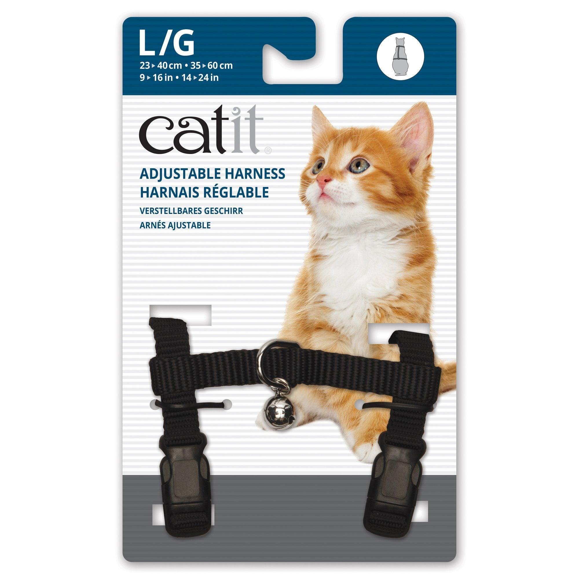 Catit Adjustable Nylon Harness Black - Large - Black - Cat Harness - Catit - PetMax Canada