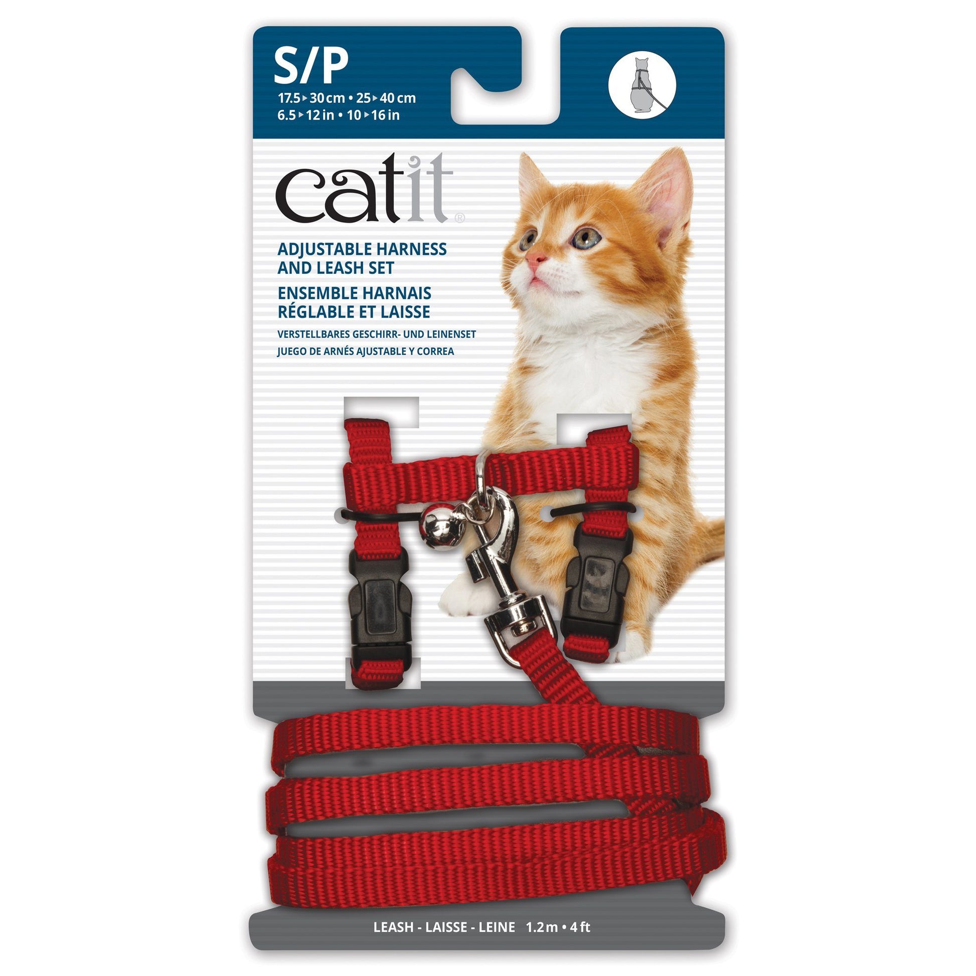 Catit Adjustable Nylon Harness & Leash Set Red Small - Red Cat Harness Small - Red | PetMax Canada