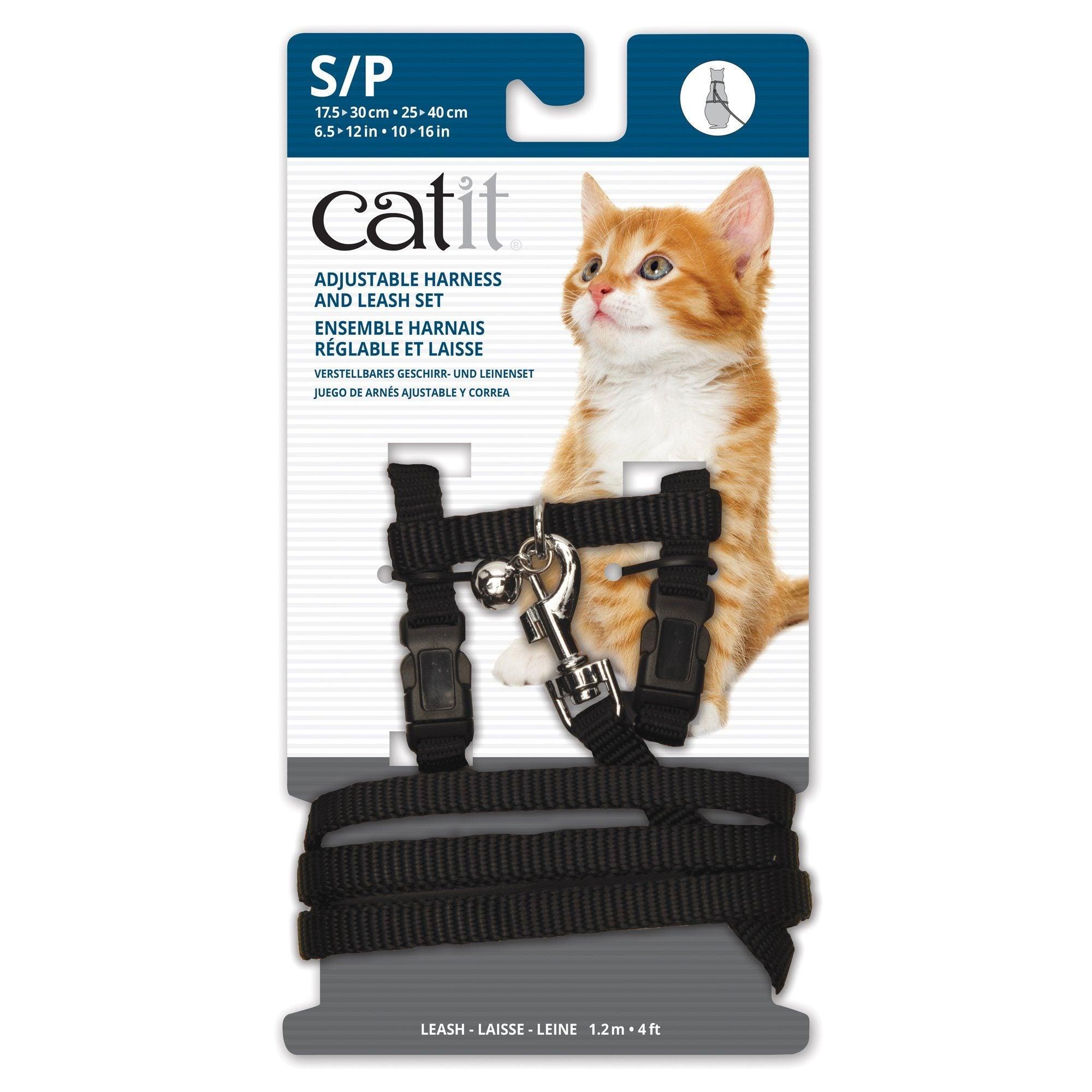 Catit Adjustable Nylon Harness & Leash Set Black - Small - Black - Cat Harness - Catit - PetMax Canada
