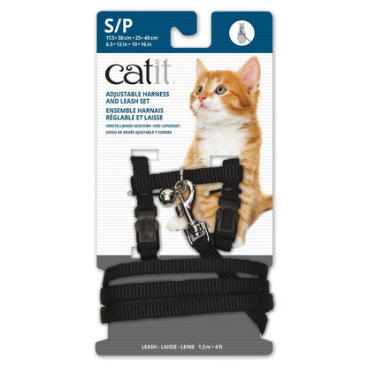 Catit Adjustable Nylon Harness & Leash Set Black - Small - Black - Cat Harness - Catit - PetMax Canada