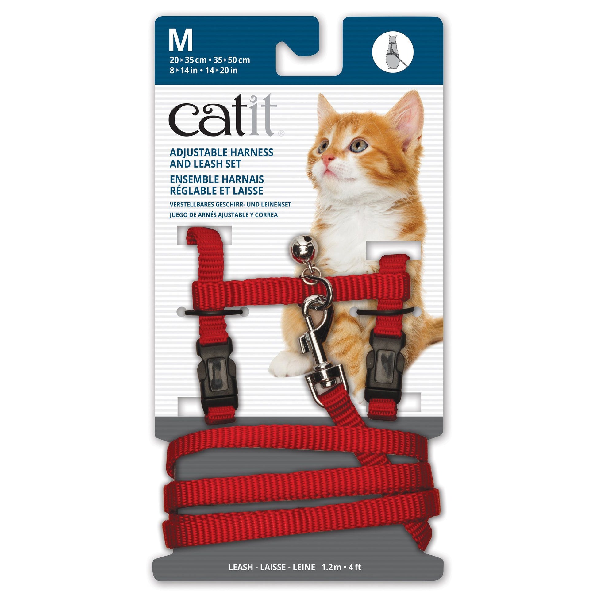 Catit Adjustable Nylon Harness & Leash Set Red Medium - Red Cat Harness Medium - Red | PetMax Canada