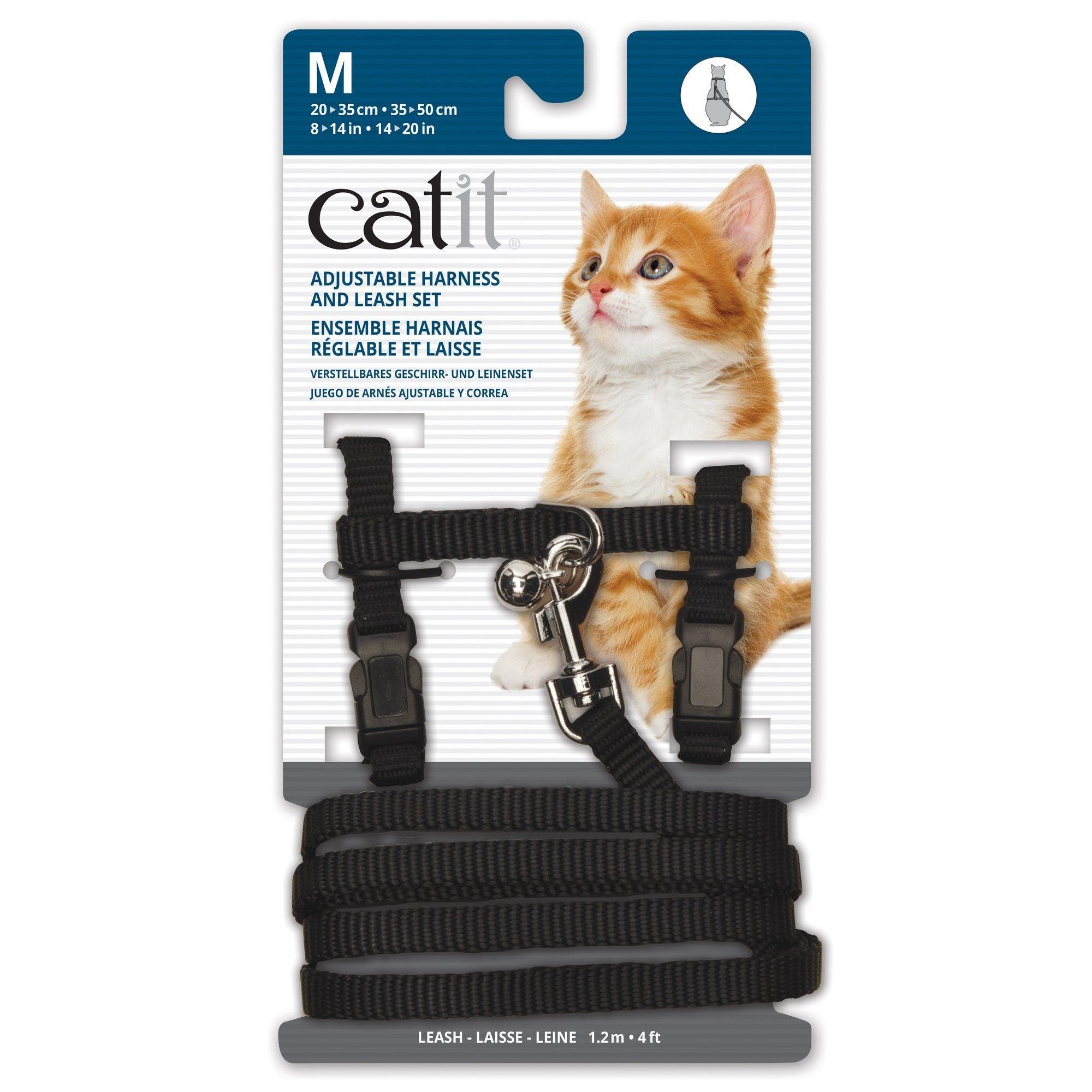 Catit Adjustable Nylon Harness & Leash Set Black - Small - Black - Cat Harness - Catit - PetMax Canada