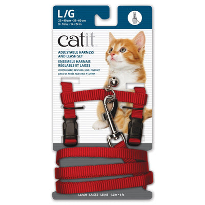 Catit Adjustable Nylon Harness & Leash Set Red - Large - Red - Cat Harness - Catit - PetMax Canada