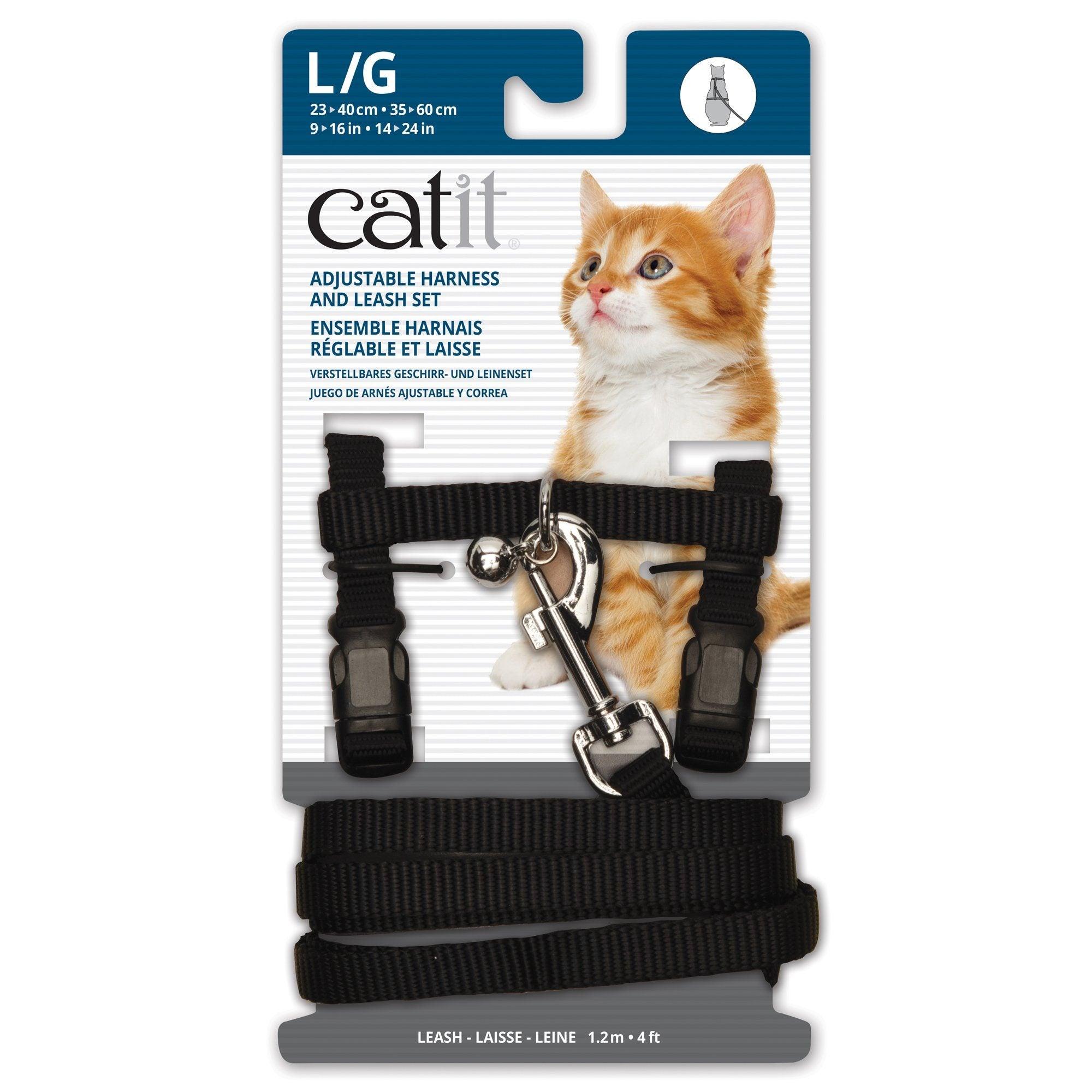 Catit Adjustable Nylon Harness & Leash Set Black - Small - Black - Cat Harness - Catit - PetMax Canada