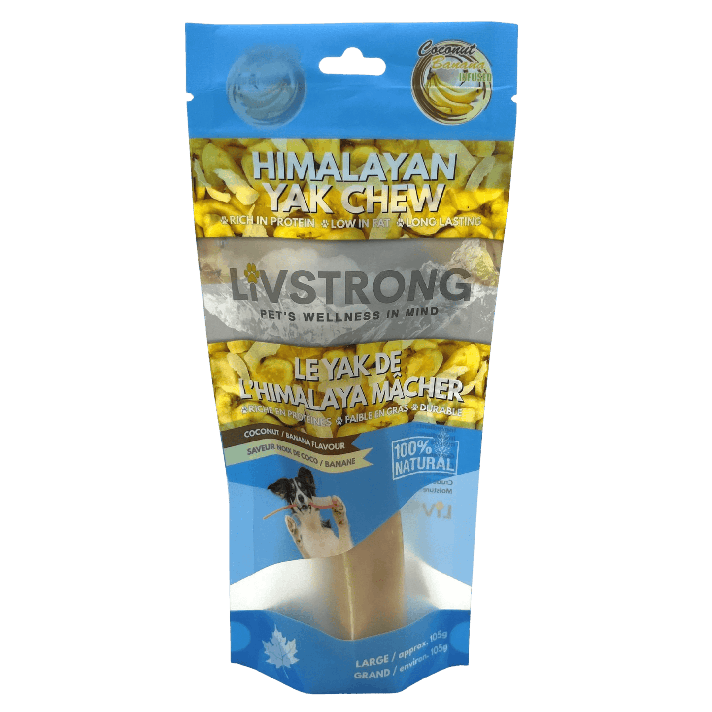 Livstrong Himalayan Yak Cheese Treat With Coconut & Banana Large Dog Treats Large | PetMax Canada