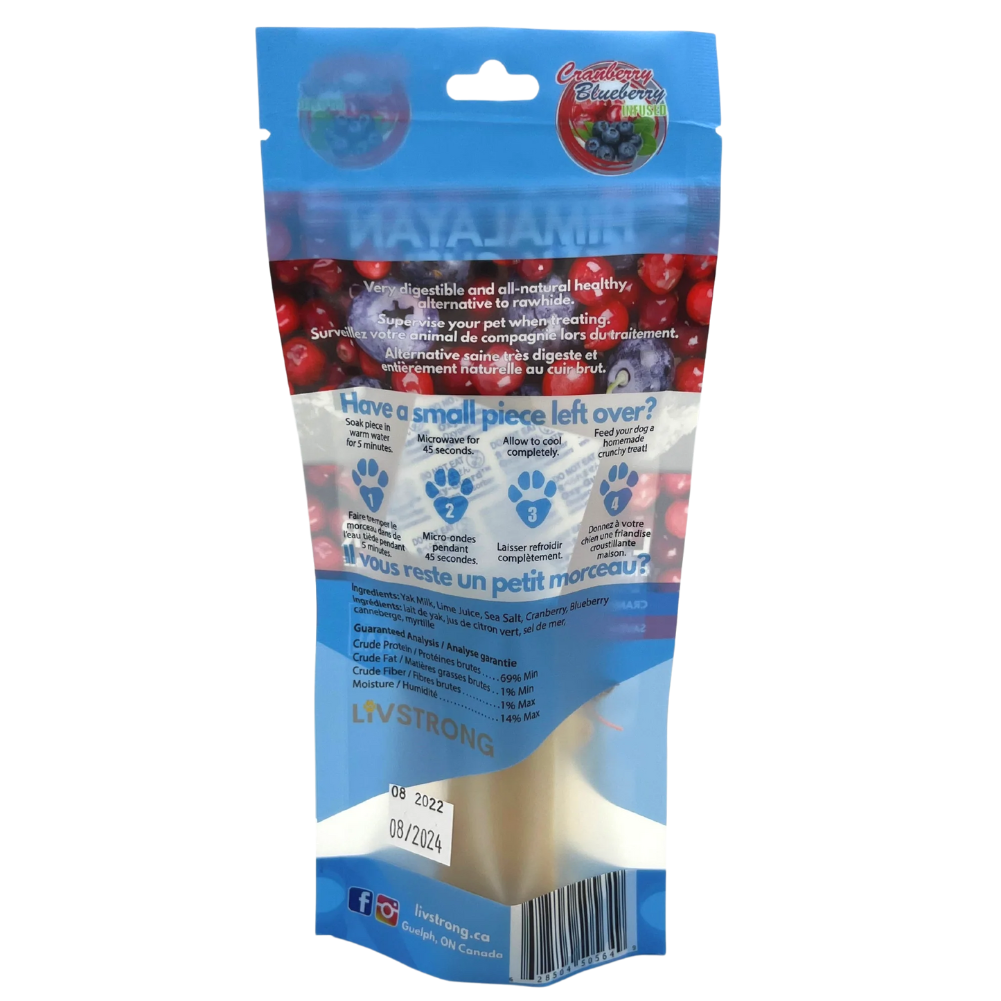 Livstrong Himalayan Yak Cheese Treat With Cranberry & Blueberry  Dog Treats  | PetMax Canada