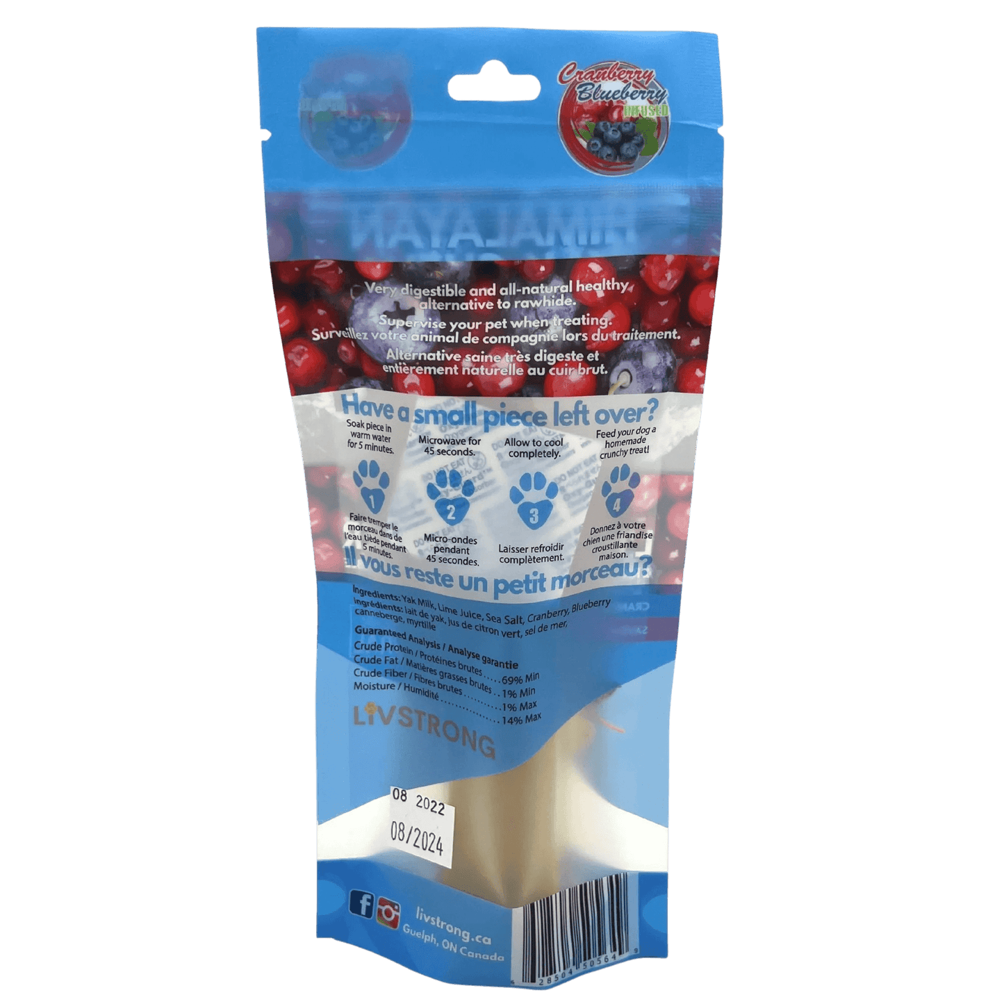 Livstrong Himalayan Yak Cheese Treat With Cranberry & Blueberry  Dog Treats  | PetMax Canada