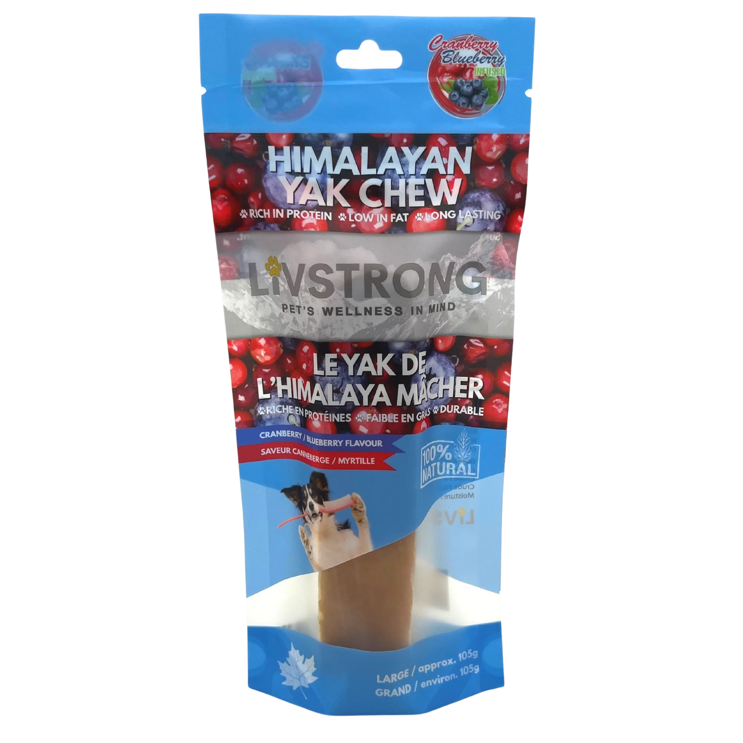 Livstrong Himalayan Yak Cheese Treat With Cranberry & Blueberry Large Dog Treats Large | PetMax Canada