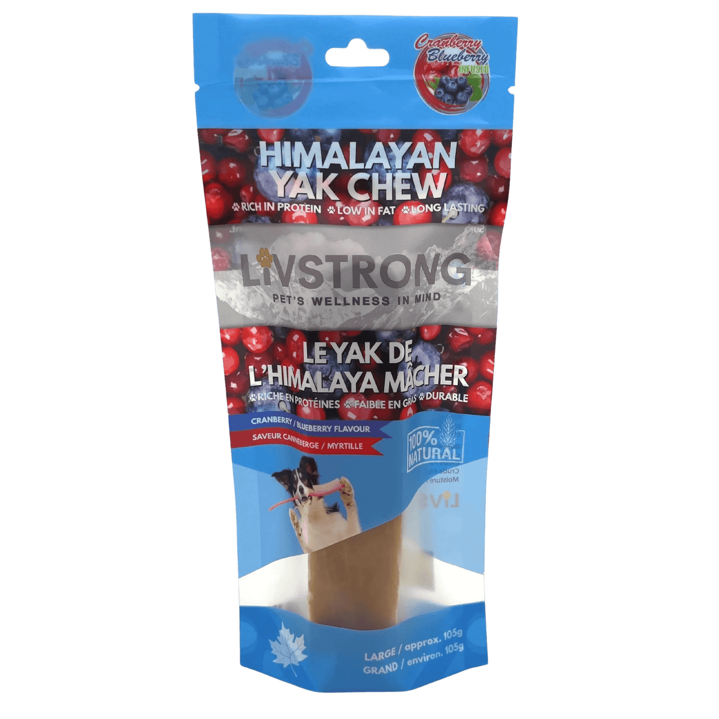 Livstrong Himalayan Yak Cheese Treat With Cranberry & Blueberry Large Dog Treats Large | PetMax Canada