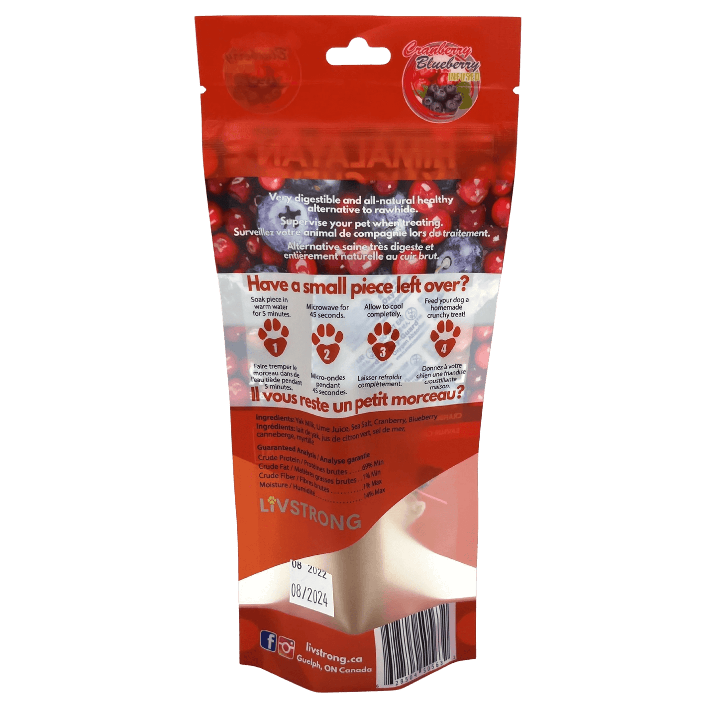 Livstrong Himalayan Yak Cheese Treat With Cranberry & Blueberry  Dog Treats  | PetMax Canada