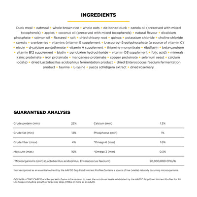 GO! SKIN + COAT CARE Duck Recipe With Grains for dogs - 10 Kg - Dog Food - Go! - PetMax Canada