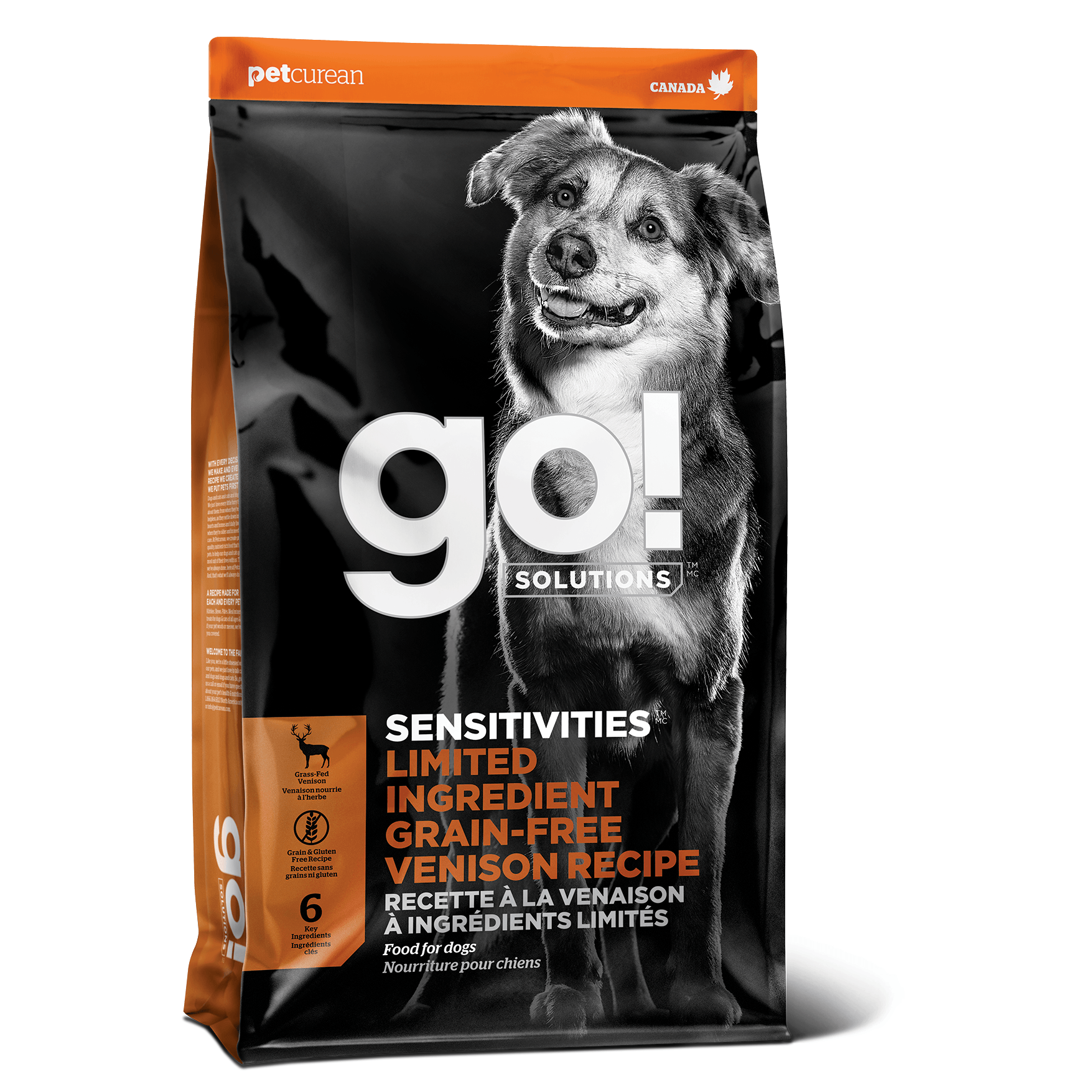 GO! SENSITIVITIES Limited Ingredient Grain Free Venison recipe for dogs  Dog Food  | PetMax Canada