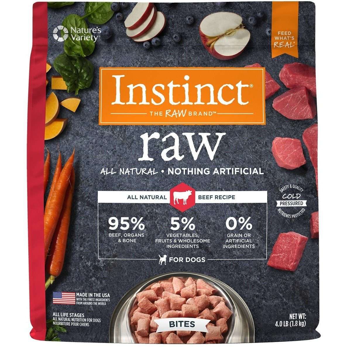 Instinct Raw Dog Food Frozen Beef Bites  Raw Dog Food  | PetMax Canada