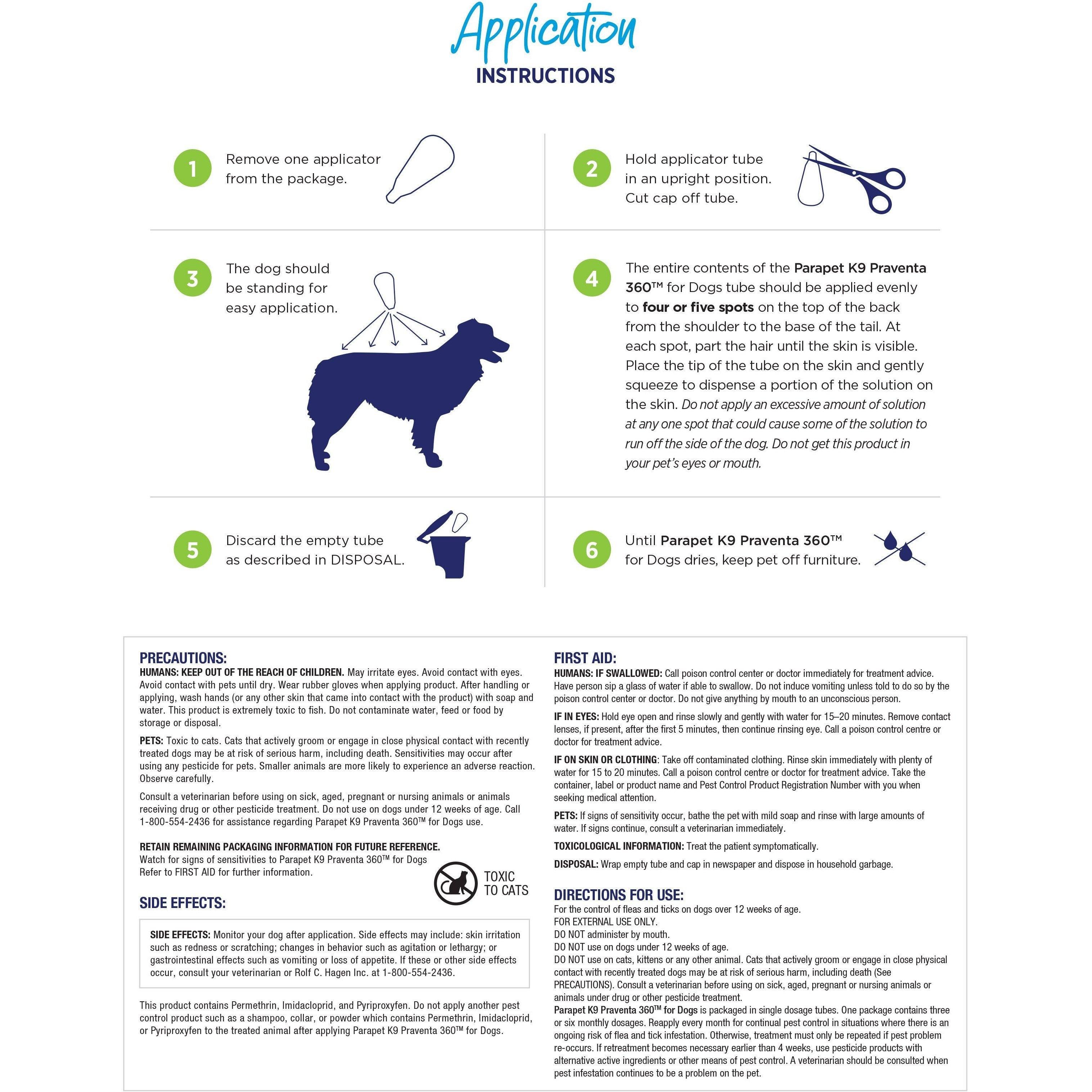 K9 Praventa 360 X-Large Dogs 25 Kg & Over - 25 Kg+ / 3 Tubes - Flea & Tick Topical Applications - K9 Praventa - PetMax Canada
