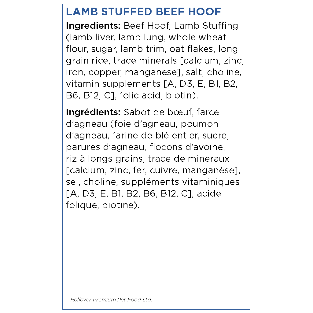 Rollover Stuffed Hoof Lamb - Lamb - Natural Chews - Rollover - PetMax Canada