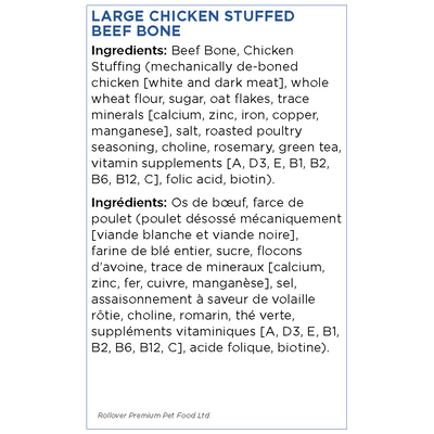 Rollover Stuffed Dog Bone Chicken - Small - Natural Chews - Rollover - PetMax Canada