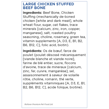 Rollover Stuffed Dog Bone Chicken - Small - Natural Chews - Rollover - PetMax Canada