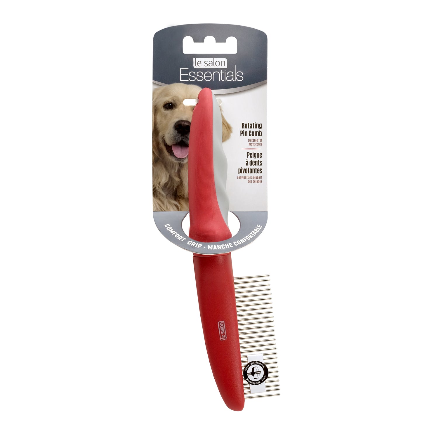 Le Salon Essentials Rotating Pin Comb For Dogs  Grooming  | PetMax Canada