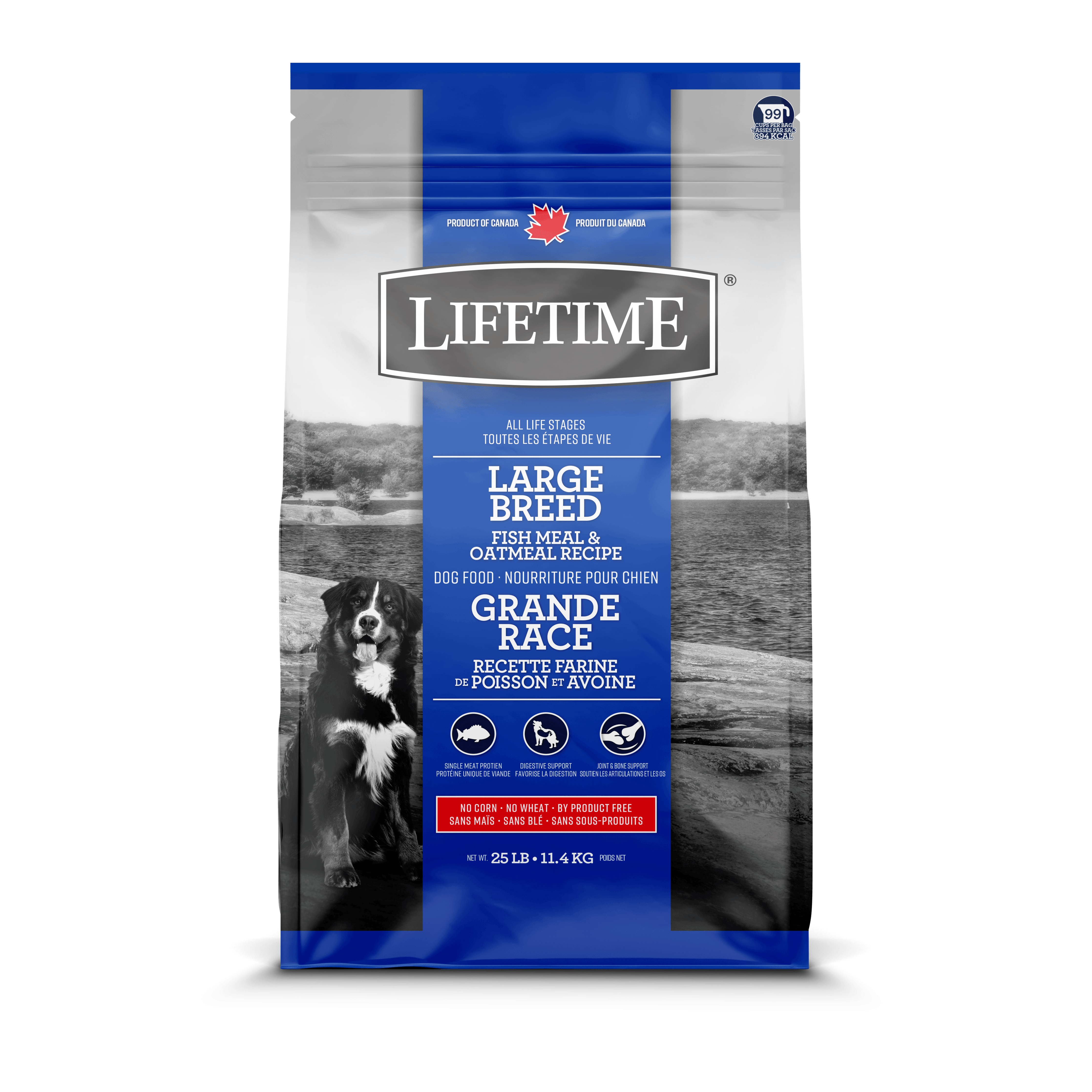 Lifetime All Life Stages Dog Food Large Breed Fish Meal & Oatmeal - 11.4 Kg - Dog Food - Lifetime - PetMax Canada