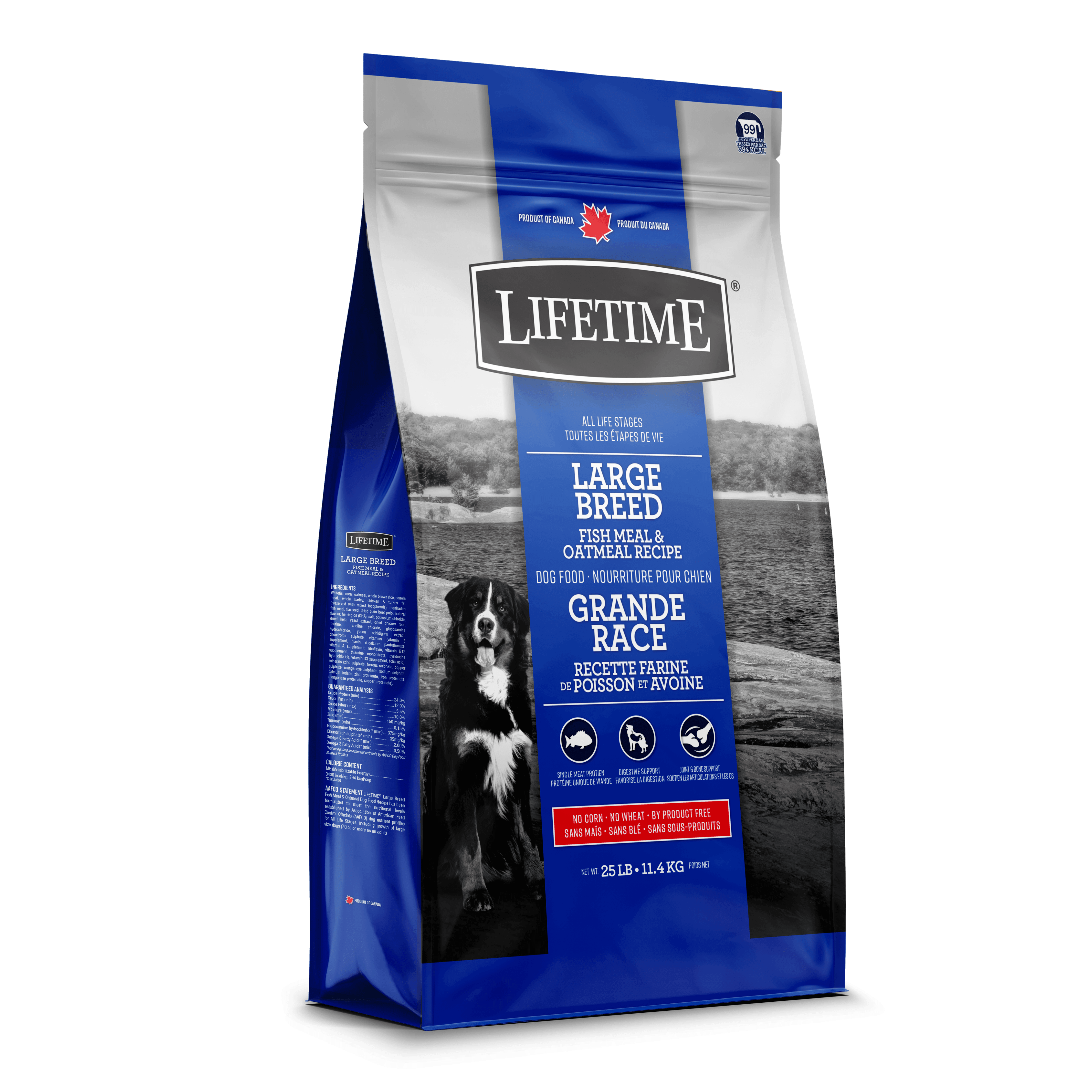 Lifetime All Life Stages Dog Food Large Breed Fish Meal & Oatmeal - 11.4 Kg - Dog Food - Lifetime - PetMax Canada