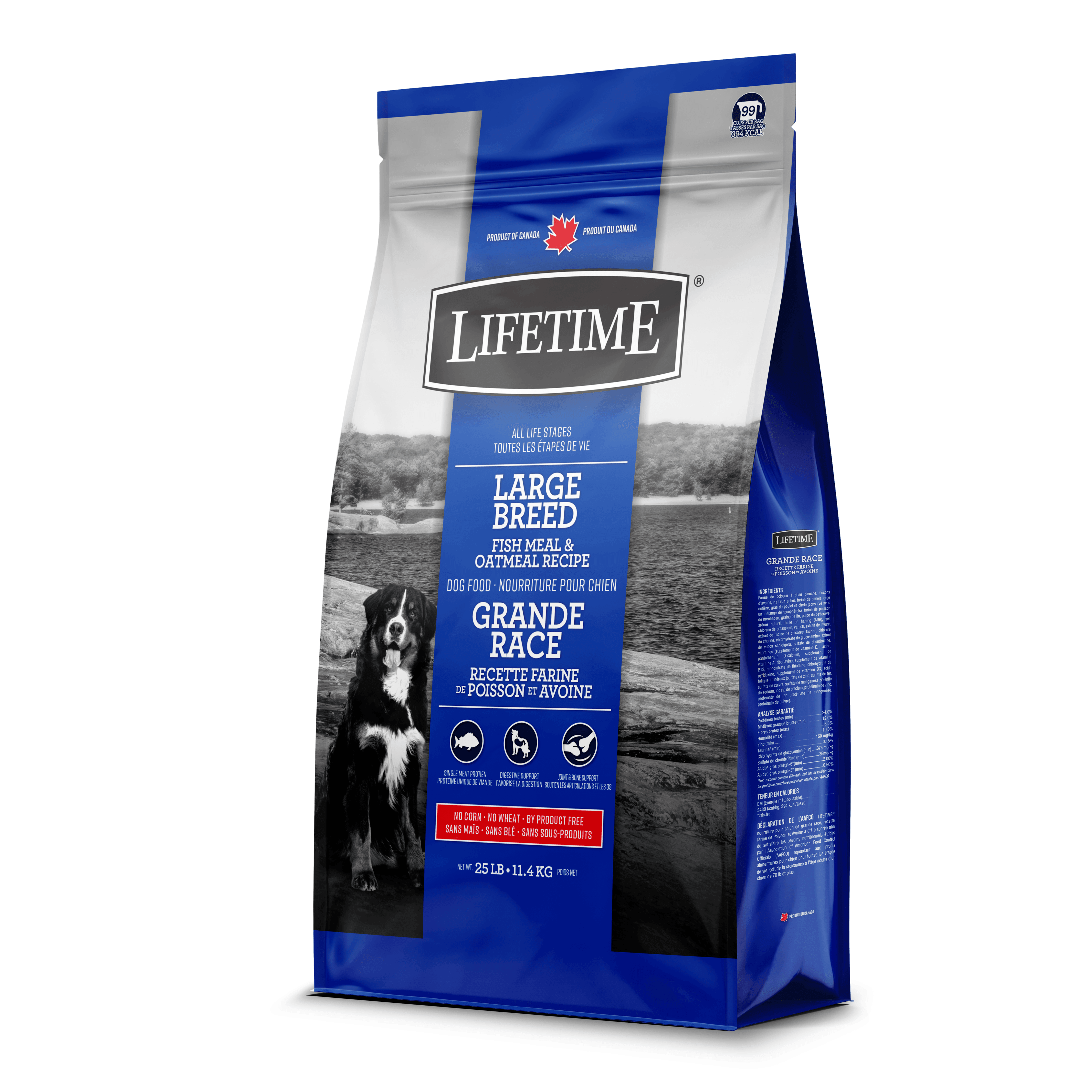 Lifetime All Life Stages Dog Food Large Breed Fish Meal & Oatmeal - 11.4 Kg - Dog Food - Lifetime - PetMax Canada
