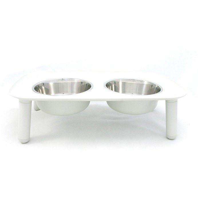 Messy Mutts Elevated Double Feeder Stainless Steel Bowls Light Grey Stainless Steel Light Grey | PetMax Canada