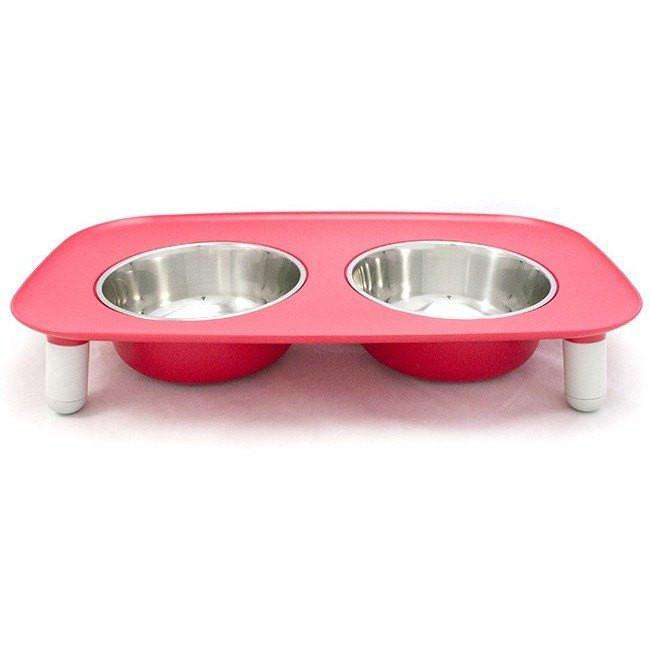 Messy Mutts Elevated Double Feeder Stainless Steel Bowls Red Stainless Steel Red | PetMax Canada