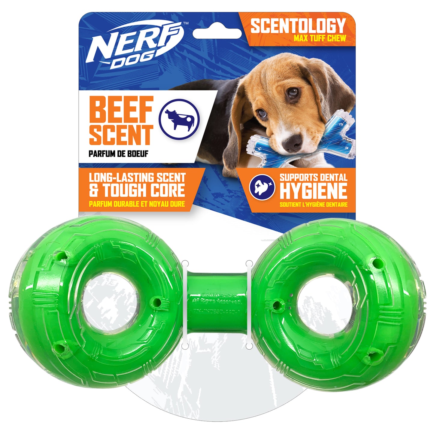 Nerf Scentology Dog Toy Beef Scented Green Infinity Ring  Dog Toys  | PetMax Canada