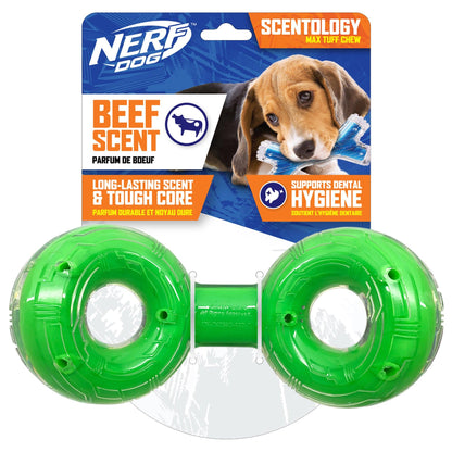 Nerf Scentology Dog Toy Beef Scented Green Infinity Ring - 8.3" - Dog Toys - Nerf - PetMax Canada